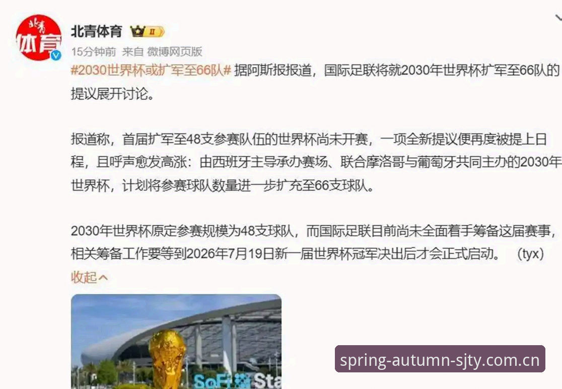 四季体育比分更新 2030世界杯扩军至66队详解:中国男足迎来历史性机遇